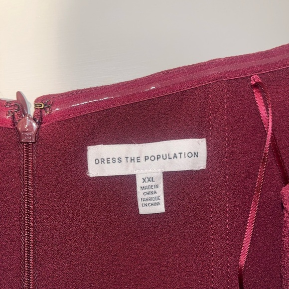 Dress the Population Burgundy Wine Off the shoulder Midi Dress- XXL - Picture 9 of 10